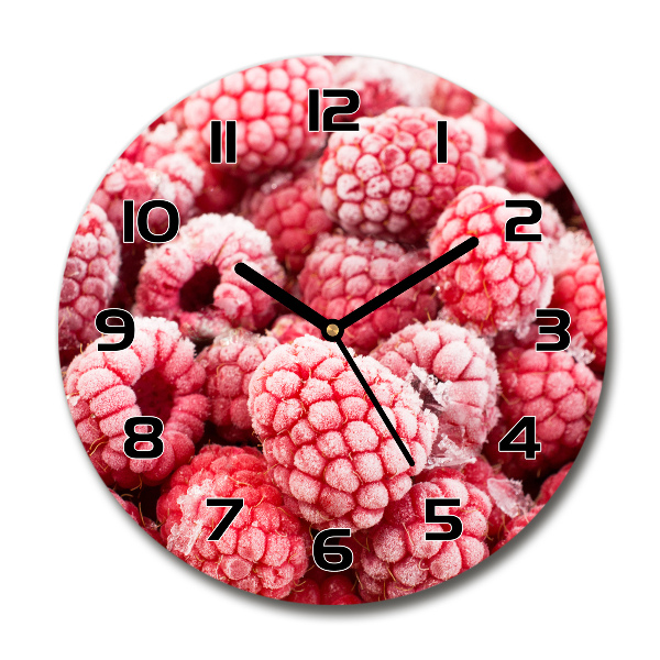 Wanduhr glas rund Gefrorene Himbeeren