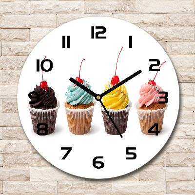 Wanduhr glas rund Cupcakes