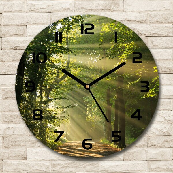 Wanduhr glas rund Wald in der Sonne