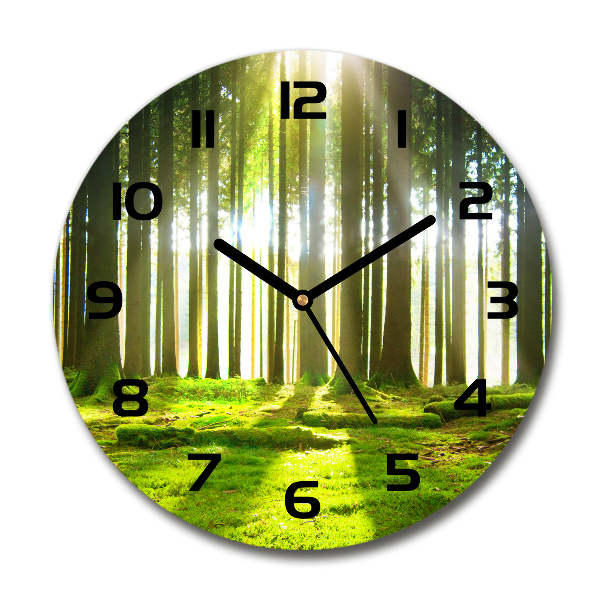 Wanduhr glas rund Wald in der Sonne