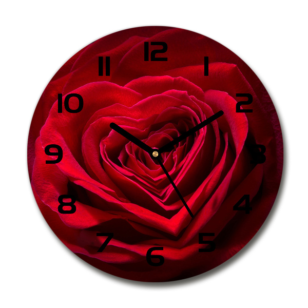 Wanduhr rund Herz aus roter Rose