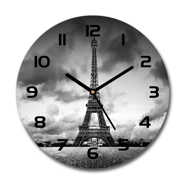 Wanduhr glas rund Eiffelturm Paris
