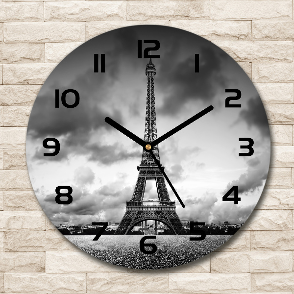 Wanduhr glas rund Eiffelturm Paris
