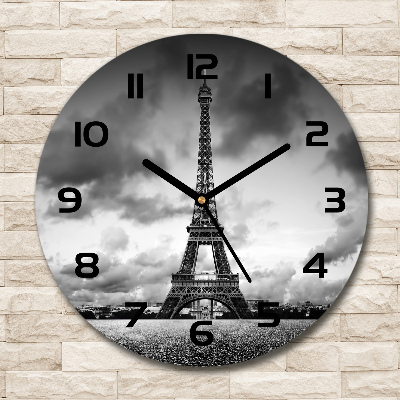 Wanduhr glas rund Eiffelturm Paris