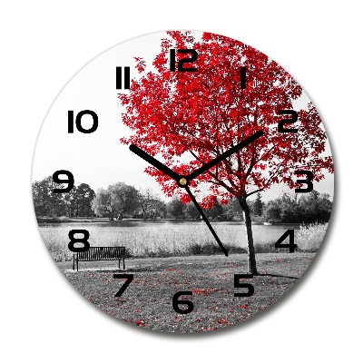 Wanduhr rund Roter Baum