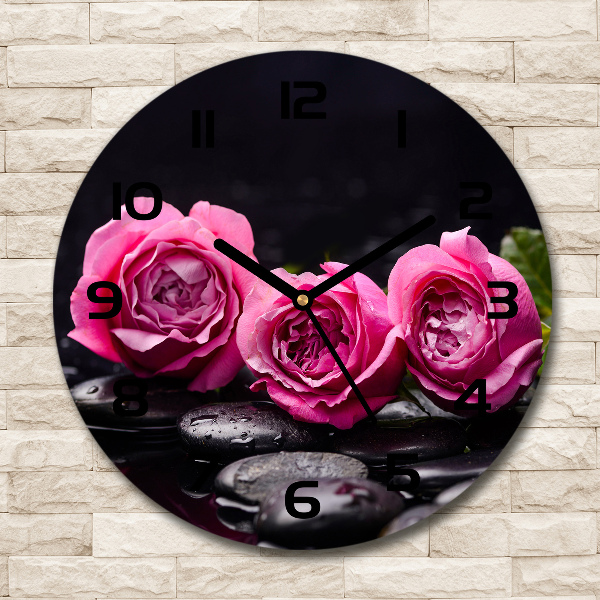 Wanduhr rund Rosa Rosen