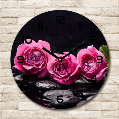 Wanduhr rund Rosa Rosen
