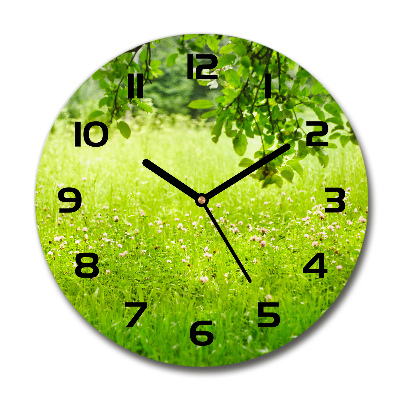 Wanduhr rund Grüne Wiese