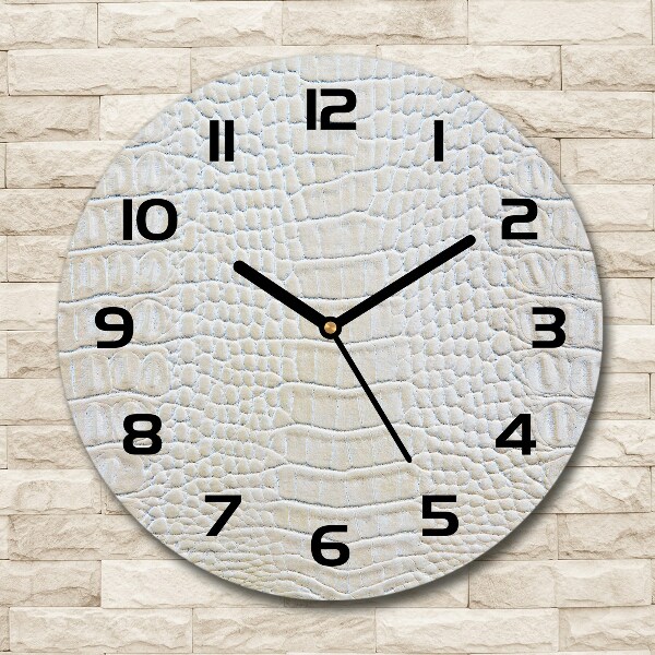 Wanduhr glas rund Krokodilhaut