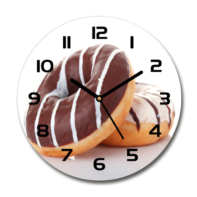 Wanduhr glas rund Schokoladen-Donuts
