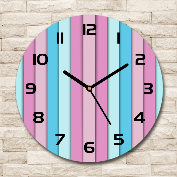 Wanduhr glas rund Bunte Streifen