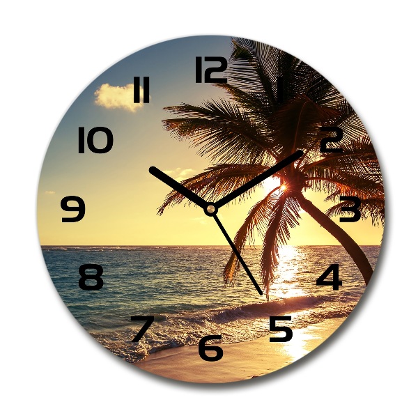 Wanduhr glas rund Tropischer Strand