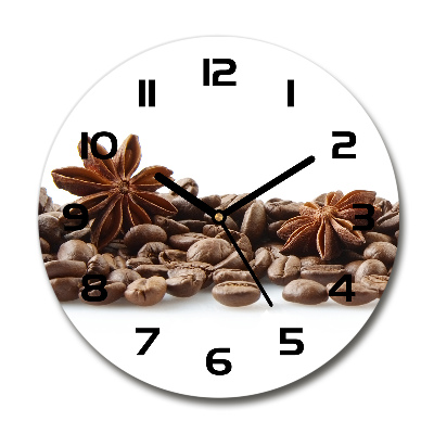 Wanduhr rund Kaffeebohnen Zimt
