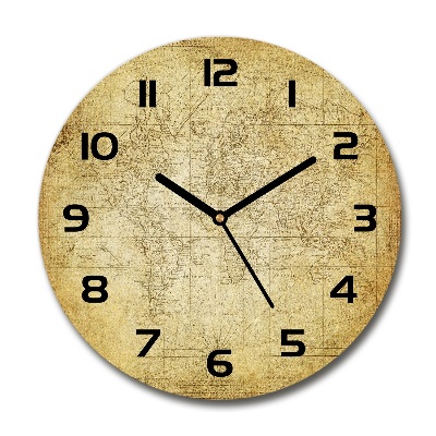 Wanduhr glas rund Karte der alten Welt