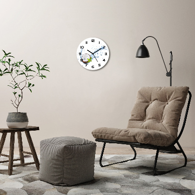 Wanduhr glas rund Kokosnuss und Wasser