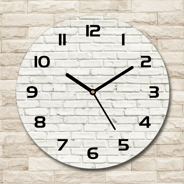 Wanduhr glas rund Ziegelmauer