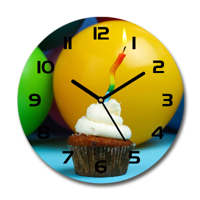 Wanduhr rund Geburtstagscupcake