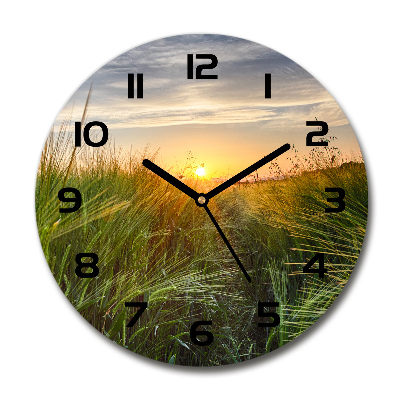Wanduhr glas rund Weizenfeld