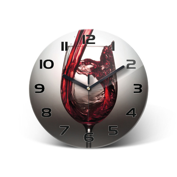 Wanduhr glas rund Rotwein