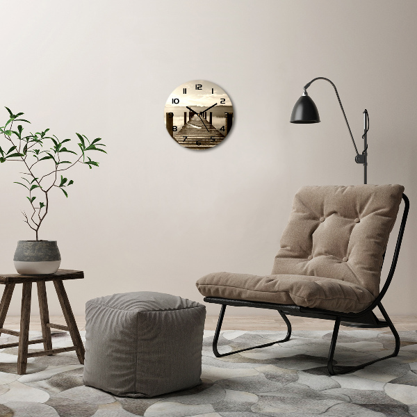 Wanduhr rund Holzsteg