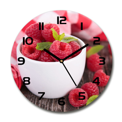 Wanduhr rund Himbeeren in einer Schüssel