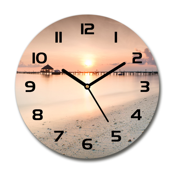Wanduhr glas rund Malediven Strand