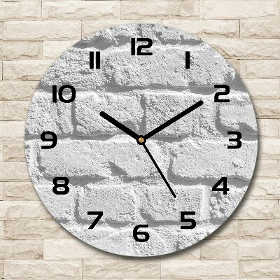 Wanduhr glas rund Ziegelmauer