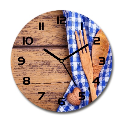Wanduhr rund Holzbesteck