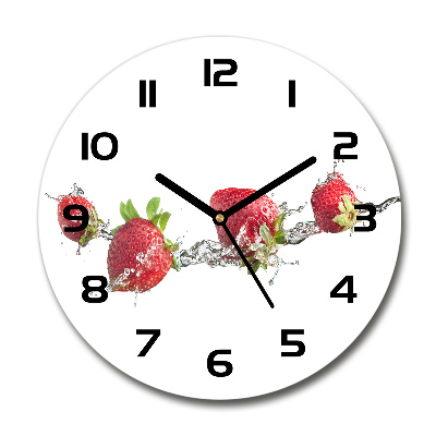 Wanduhr rund Erdbeeren und Wasser