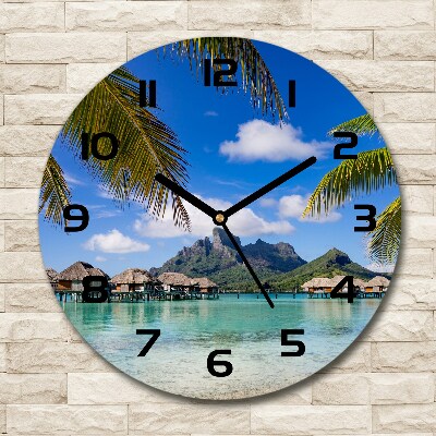 Wanduhr glas rund Palmen in Bora Bora