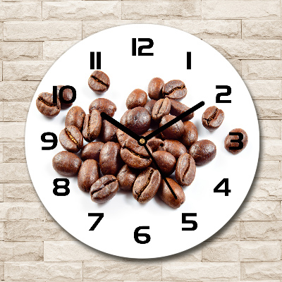 Wanduhr glas rund Kaffeebohnen