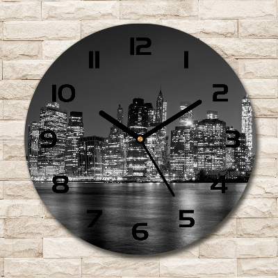 Wanduhr glas rund Manhattan bei Nacht