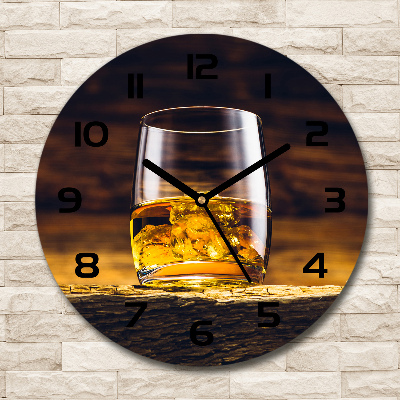 Wanduhr rund Bourbon im Glas