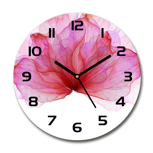 Wanduhr rund Rosa Blume