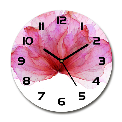 Wanduhr rund Rosa Blume