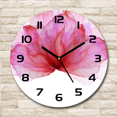 Wanduhr rund Rosa Blume