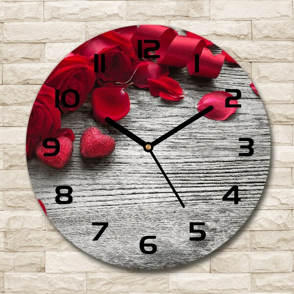 Wanduhr glas rund Rote Rosen