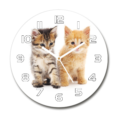 Wanduhr glas rund Braune und rote Katze