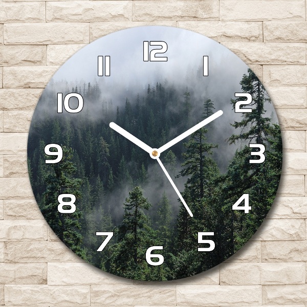 Wanduhr glas rund Waldnebel
