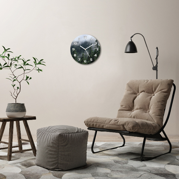 Wanduhr glas rund Waldnebel