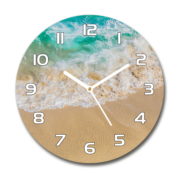 Wanduhr glas rund Strand und Meer
