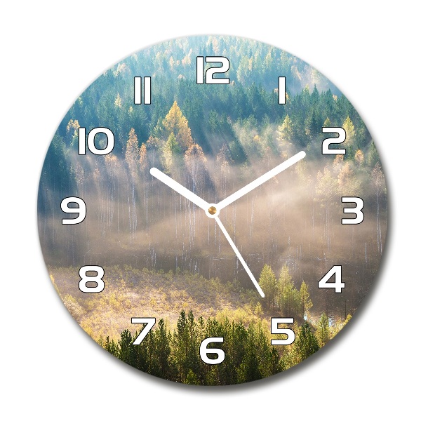 Wanduhr glas rund Nebel im Wald