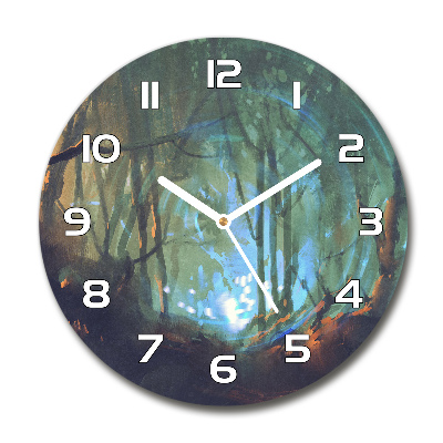 Wanduhr rund Mystischer Wald
