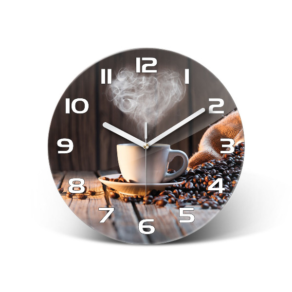 Wanduhr rund Eine Tasse Kaffee