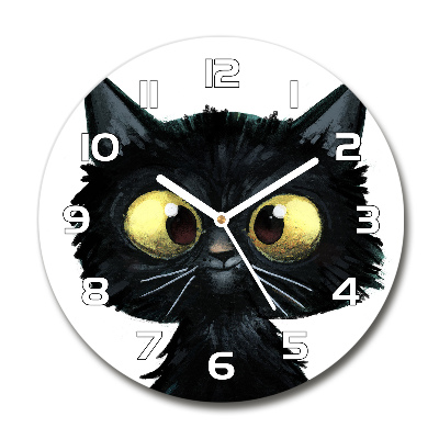 Wanduhr glas rund Katzenillustration