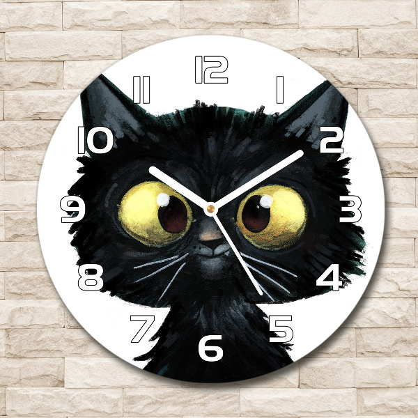 Wanduhr glas rund Katzenillustration