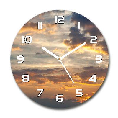 Wanduhr glas rund Sonnenuntergang