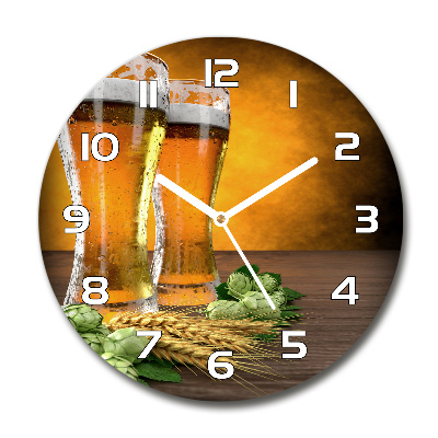 Wanduhr rund Zwei Gläser Bier
