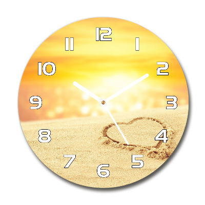 Wanduhr rund Herz im Sand