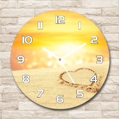 Wanduhr rund Herz im Sand